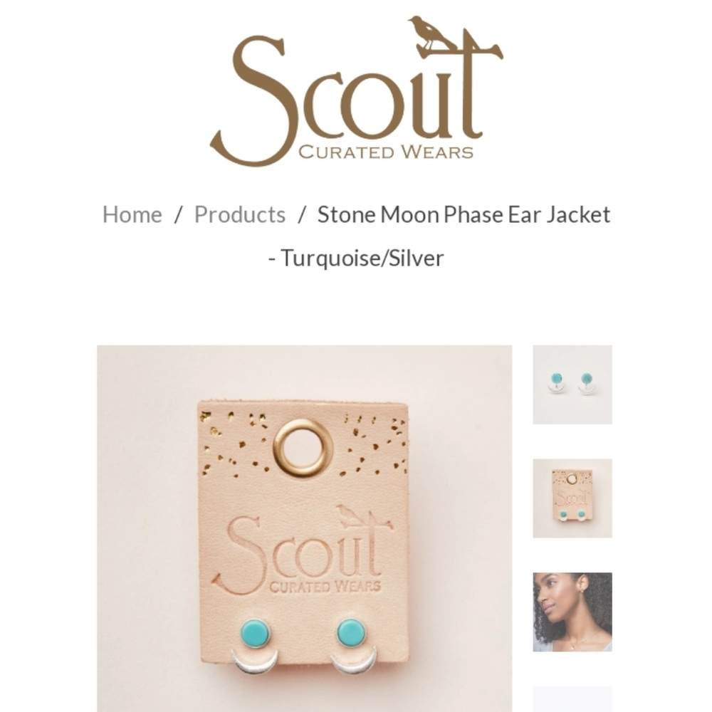 Scout- "Stone Moon Phase Ear Jacket" (Turquoise/Silver)